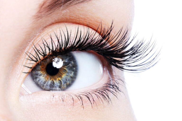 Beauty female eye with curl long false eyelashes